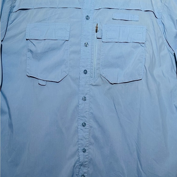 Gander MTN Mens Fishing/Camping Long-Sleeve Lt Blue Shirt with Pockets Size 3XLT - Picture 2 of 6